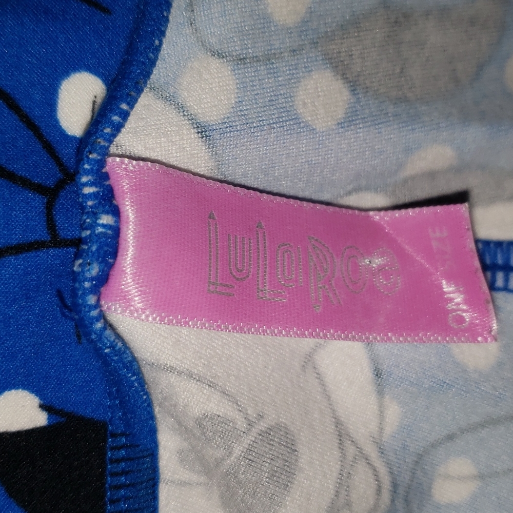 Lularoe Minnie Mouse One Size Blue & White Legging - Picture 6 of 10